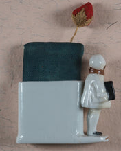 Load image into Gallery viewer, Needlecase 'blook'. Complete with attached bevelled pocket mirror and original 'blook' holder.