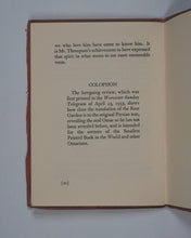 Load image into Gallery viewer, Omar Khayyam. Rose Garden of Omar Khayyam. Thompson, Eben Francis. Commonwealth Press. Worcester, Mass. 1932.