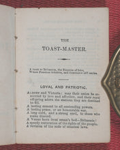 Load image into Gallery viewer, Social and Convivial Toast-Master and Compendium of Sentiment. McGuire, Frederic. Nelson Street, London. 1865.