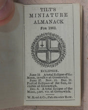 Load image into Gallery viewer, Tilt's Miniature Almanack. Various publishers. London. [1848-1870] >>RUN OF SCARCE COLLECTABLE ALMANACS<<
