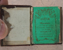 Load image into Gallery viewer, Bible in Miniature or a Concise History of Both Testaments. McDowall, T. &amp; W. Edinburgh. Circa 1845.>>Miniature Scottish Thumb-Bible with rare green title-page<<
