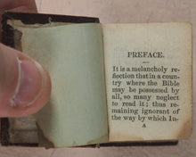Load image into Gallery viewer, Bible in Miniature or a Concise History of Both Testaments. McDowall, T. &amp; W. Edinburgh. Circa 1845.>>Miniature Scottish Thumb-Bible with rare green title-page<<
