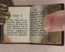 Load image into Gallery viewer, Bible in Miniature or a Concise History of Both Testaments. McDowall, T. &amp; W. Edinburgh. Circa 1845.>>Miniature Scottish Thumb-Bible with rare green title-page<<
