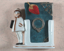 Load image into Gallery viewer, Needlecase 'blook'. Complete with attached bevelled pocket mirror and original 'blook' holder.
