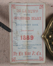 Load image into Gallery viewer, De La Rue's Improved Condensed diary and engagement book. Finger shape. 1889. De La Rue &amp; Co. London. [1888].
