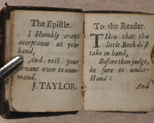 Load image into Gallery viewer, Thumb Bible. Verbum Sempiternum [and] Salvator Mundi, [by John Taylor]. F. Collins for T. Ilive. At the Nags-Head in Jewen Street. London. 1693.
