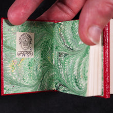 Load image into Gallery viewer, Levitan, Kalman. Miniature Books relating to Postage Stamps. Two volumes. 1983. with, Soliloquy of a Postage Stamp by Ernest W. Brady. Keepsake for Friends. 6 printed pages. 1978. Black Cat Press. Skokie. Illinois. Dos-a-dos-a-dos binding.
