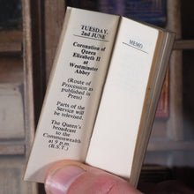 Load image into Gallery viewer, Queen Elizabeth ii. E.R. Coronation Souvenir Memo Book. >>MINIATURE "FINGER" CORONATION SOUVENIR<< Publication Date: 1953 CONDITION: VERY GOOD
