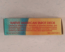 Load image into Gallery viewer, Native American Tarot Deck. Magda Weck Gonzalez, Shawnee, with Harry Sparrowhawk and illustrated by J.A. Gonzalez. U.S. Ganes Systens. U.S.A. 1982.  ISBN 0880790091.
