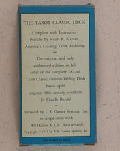 Load image into Gallery viewer, Tarot Classic Deck. Stuart R. Kaplan. A.G. Muller, Switzerland. U.S. Games Systems. U.S.A. Waddingtons, London. 1974.
