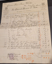Load image into Gallery viewer, Two Invoice Statements circa 1881 from the David Bryce Business to Govan Bar Iron Works and Messer's William Dixon &amp; Co.
