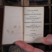 Load image into Gallery viewer, Orations of Demosthenes. Pronounced to excite the Athenians against Philip, King of Macedon; and on Occasions of Public Deliberation. Translated by Thomas Leland. Demosthenes. >>MINIATURE JONES DIAMOND CLASSIC<< Publication Date: 1828
