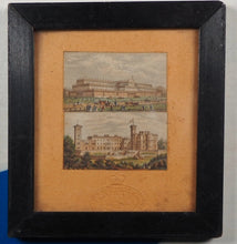 Load image into Gallery viewer, George Baxter, 1804-1867.  Two circa 1851 "Needle Box" miniature prints, of Crystal Palace and of Osborne House.
