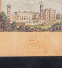 Load image into Gallery viewer, George Baxter, 1804-1867.  Two circa 1851 "Needle Box" miniature prints, of Crystal Palace and of Osborne House.
